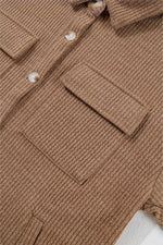 Load image into Gallery viewer, Dark Khaki Solid Color Corduroy Buttoned Long Sleeve Shacket - Fashion Queen - 13