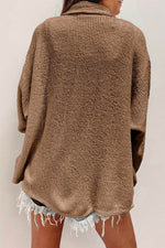 Load image into Gallery viewer, Dark Khaki Solid Color Corduroy Buttoned Long Sleeve Shacket - Fashion Queen - 2