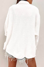 Load image into Gallery viewer, Dark Khaki Solid Color Corduroy Buttoned Long Sleeve Shacket - Fashion Queen - 25