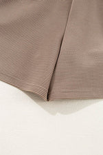 Load image into Gallery viewer, Dark Khaki Textured Short Sleeve Half Zip Drawstring Waist Romper - Fashion Queen - 21