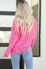 Load image into Gallery viewer, Dark Pink Colorful Spots Knitted V Neck Casual Sweater - Fashion Queen - 2