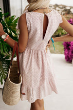 Load image into Gallery viewer, Delicacy Embroidered Eyelets Ruffled Hem Sleeveless Mini Dress - Fashion Queen - 2