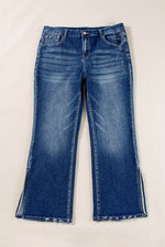 Load image into Gallery viewer, Dirty blue Plus Size High Waist Side Slits Flare Jeans - Fashion Queen - 8