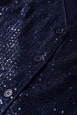 Load image into Gallery viewer, Dirty blue Sequined Deep V Neck Buttoned Tank Top - Fashion Queen - 10
