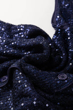 Load image into Gallery viewer, Dirty blue Sequined Deep V Neck Buttoned Tank Top - Fashion Queen - 9