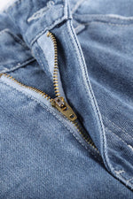 Load image into Gallery viewer, Distressed Ripped Rolled Hem Sky Blue Denim Shorts - Fashion Queen - 11