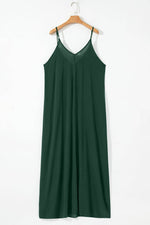 Load image into Gallery viewer, Duffel Green Spaghetti Straps Pocketed Slouchy Maxi Dress - Fashion Queen - 7