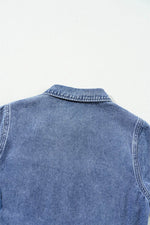Load image into Gallery viewer, Dusk Blue Chest Pocket Front Buttoned Folded Edge Denim Short Sleeve Romper - Fashion Queen - 10