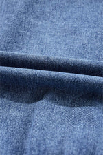 Load image into Gallery viewer, Dusk Blue Chest Pocket Front Buttoned Folded Edge Denim Short Sleeve Romper - Fashion Queen - 14