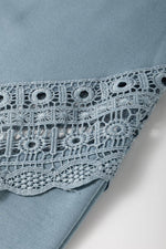 Load image into Gallery viewer, Dusk Blue Lace Crochet Patched Lace-up High Waist Wide Leg Pants - Fashion Queen - 15