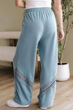 Load image into Gallery viewer, Dusk Blue Lace Crochet Patched Lace-up High Waist Wide Leg Pants - Fashion Queen - 6