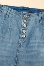 Load image into Gallery viewer, Dusk Blue Multi Buttons Medium Wash Straight Loose Leg Jeans - Fashion Queen - 7