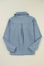 Load image into Gallery viewer, Dusk Blue Turn-down Collar Chambray Shirt - Fashion Queen - 14