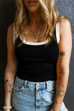 Load image into Gallery viewer, Fiery Red Colorblock Edge Ribbed Knit U Neck Tank Top - Fashion Queen - 12