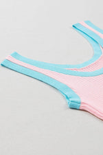 Load image into Gallery viewer, Fiery Red Colorblock Edge Ribbed Knit U Neck Tank Top - Fashion Queen - 28