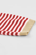 Load image into Gallery viewer, Fiery Red Contrast Trimmed Striped Drop Shoulder Sweater - Fashion Queen - 24