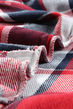 Load image into Gallery viewer, Fiery Red Hooded Plaid Button Front Shacket - Fashion Queen - 12