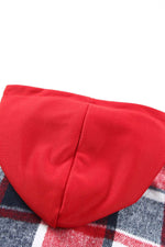 Load image into Gallery viewer, Fiery Red Hooded Plaid Button Front Shacket - Fashion Queen - 14