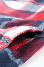 Load image into Gallery viewer, Fiery Red Hooded Plaid Button Front Shacket - Fashion Queen - 15