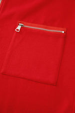 Load image into Gallery viewer, Fiery Red Solid Color Casual Zip up Hooded Coat - Fashion Queen - 14