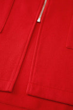 Load image into Gallery viewer, Fiery Red Solid Color Casual Zip up Hooded Coat - Fashion Queen - 16