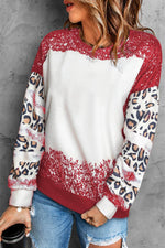 Load image into Gallery viewer, Fiery Red Tie Dye Leopard Drop Shoulder Sweatshirt - Fashion Queen - 1