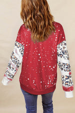 Load image into Gallery viewer, Fiery Red Tie Dye Leopard Drop Shoulder Sweatshirt - Fashion Queen - 2