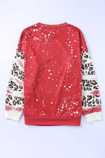 Load image into Gallery viewer, Fiery Red Tie Dye Leopard Drop Shoulder Sweatshirt - Fashion Queen - 9
