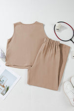 Load image into Gallery viewer, Goat Buttoned Vest Drawstring Wide Leg Pants 2pcs Set - Fashion Queen - 1