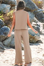 Load image into Gallery viewer, Goat Buttoned Vest Drawstring Wide Leg Pants 2pcs Set - Fashion Queen - 12