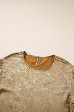 Load image into Gallery viewer, Gold Metallic Luster Crewneck Mini T-Shirt Dress - Fashion Queen - 11