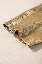 Load image into Gallery viewer, Gold Metallic Luster Crewneck Mini T-Shirt Dress - Fashion Queen - 12