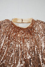 Load image into Gallery viewer, Gold Sequined Long Sleeve Cutout Back Mini Dress - Fashion Queen - 10