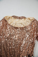 Load image into Gallery viewer, Gold Sequined Long Sleeve Cutout Back Mini Dress - Fashion Queen - 13