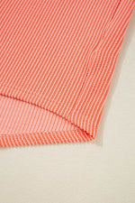 Load image into Gallery viewer, Grapefruit Orange Corded Half Sleeve Button Up High Low Hem Loose Shirt - Fashion Queen - 14