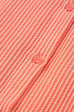 Load image into Gallery viewer, Grapefruit Orange Corded Half Sleeve Button Up High Low Hem Loose Shirt - Fashion Queen - 15