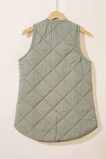 Load image into Gallery viewer, Grass Green Quilted Long Vest Jacket with Pockets - Fashion Queen - 10