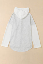 Load image into Gallery viewer, Gray Button Up Contrast Knitted Sleeves Hooded Jacket - Fashion Queen - 14