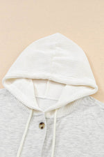 Load image into Gallery viewer, Gray Button Up Contrast Knitted Sleeves Hooded Jacket - Fashion Queen - 15