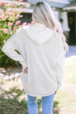 Load image into Gallery viewer, Gray Button Up Contrast Knitted Sleeves Hooded Jacket - Fashion Queen - 2