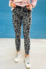 Load image into Gallery viewer, Gray Classic Leopard Print Active Leggings - Fashion Queen - 6