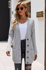 Load image into Gallery viewer, Gray Front Pocket and Buttons Closure Cardigan - Fashion Queen - 8
