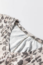 Load image into Gallery viewer, Gray Leopard Print V Neck Loose Fit Mini Dress - Fashion Queen - 12