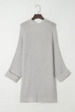 Load image into Gallery viewer, Gray Oversized Fold Over Sleeve Open Front Cardigan - Fashion Queen - 10