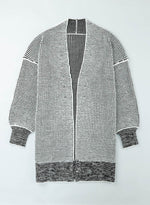 Load image into Gallery viewer, Gray Plaid Knitted Long Open Front Cardigan - Fashion Queen - 10