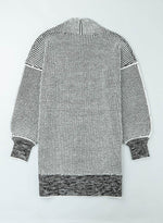 Load image into Gallery viewer, Gray Plaid Knitted Long Open Front Cardigan - Fashion Queen - 11