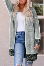 Load image into Gallery viewer, Gray Plaid Knitted Long Open Front Cardigan - Fashion Queen - 6