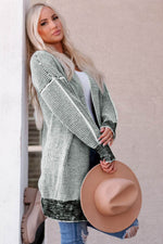 Load image into Gallery viewer, Gray Plaid Knitted Long Open Front Cardigan - Fashion Queen - 9