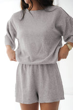 Load image into Gallery viewer, Gray Solid Color Loose Tee 2 Piece Shorts Set - Fashion Queen -  10