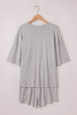 Load image into Gallery viewer, Gray Solid Color Loose Tee 2 Piece Shorts Set - Fashion Queen -  13